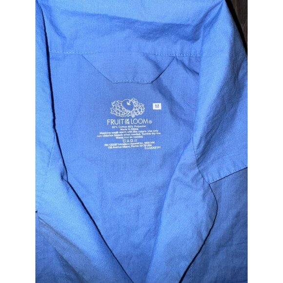 Fruit Of The Loom Mens Blue Pajama Set M Cotton & Polyester - Picture 2 of 6